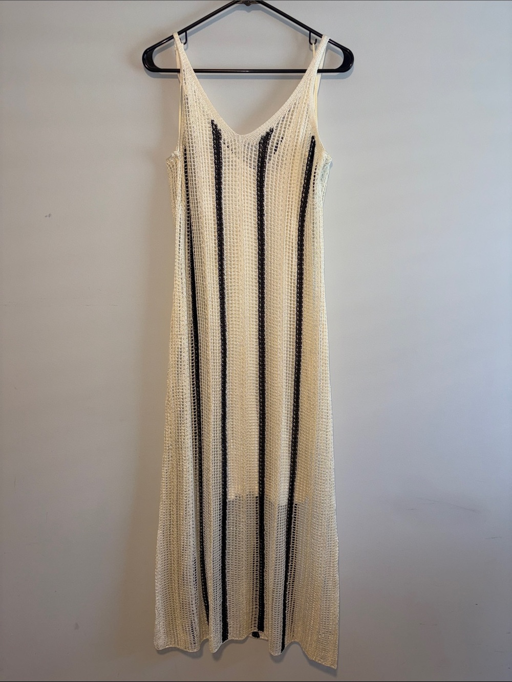 a new day Cream Maxi Slip Dress with Black Vertical Stripes
